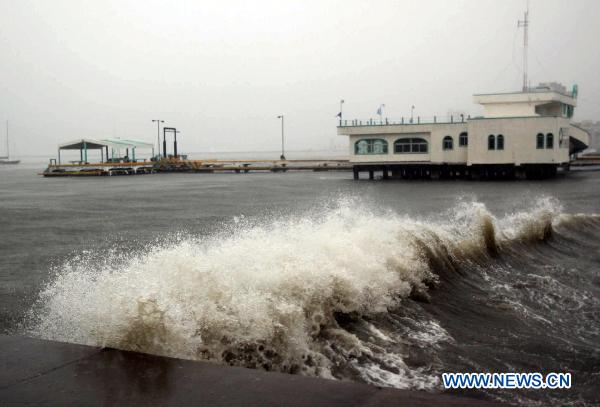 A view of the Veracruz port during strong winds and heavy rains brought by Hurricane Karl in Mexico Sept. 17, 2010. [Barbara Dector/Xinhua]