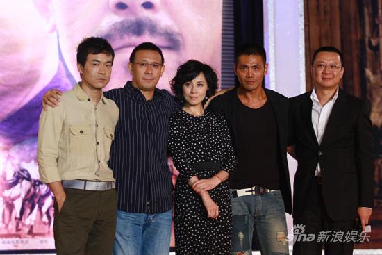 Part of the shooting crew of the film: (from left to right) Liao Fan, Jiang Wen, Carina Lau and Shao Bing