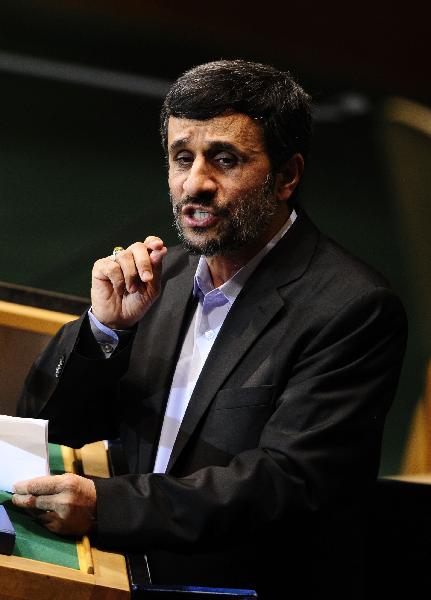 Iran's President Mahmoud Ahmadinejad addresses the 65th United Nations General Assembly at U.N. headquarters in New York, September 23, 2010. [Xinhua]