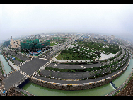 This Sept. 14, 2010 photo shows a bird's-eye view of the rebuilt Beichuan County. [Xinhua]