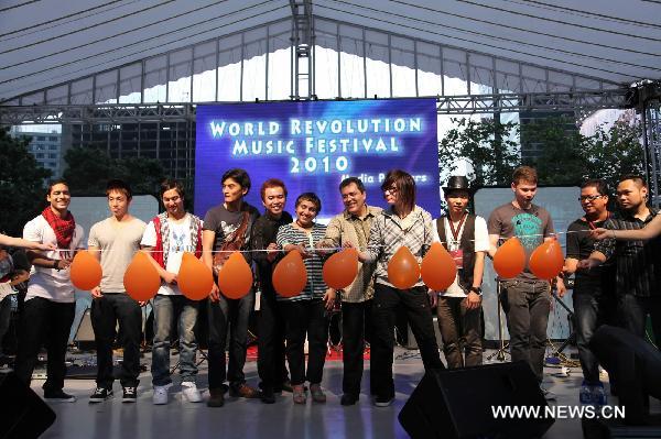 The World Revolution Music Festival opens in Macao, south China, Sept. 25, 2010. The musical events aimed to promote an anti-drugs society.