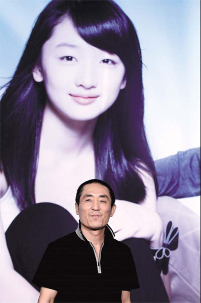 Zhang Yimou and his new leading lady, 18-year-old Zhou Dongyu.