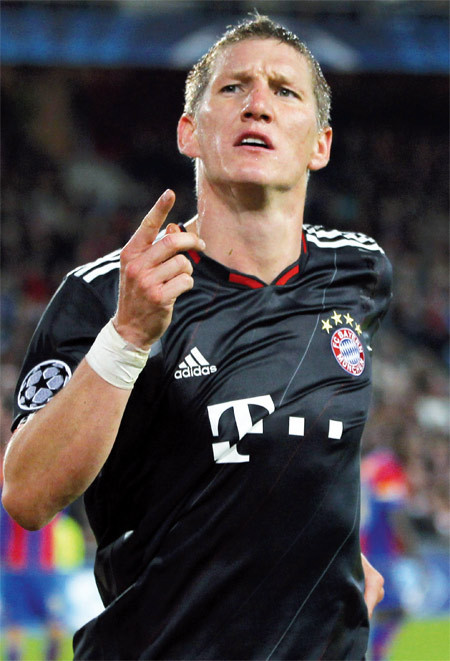 Bayern Munich's Bastian Schweinsteiger celebrates his winning goal against Basel Wednesday. Photo: AFP