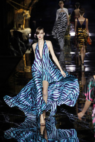 A model presents a creation by US designer Marc Jacobs for Louis