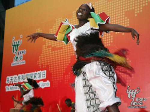 Artists from Uganda perform.