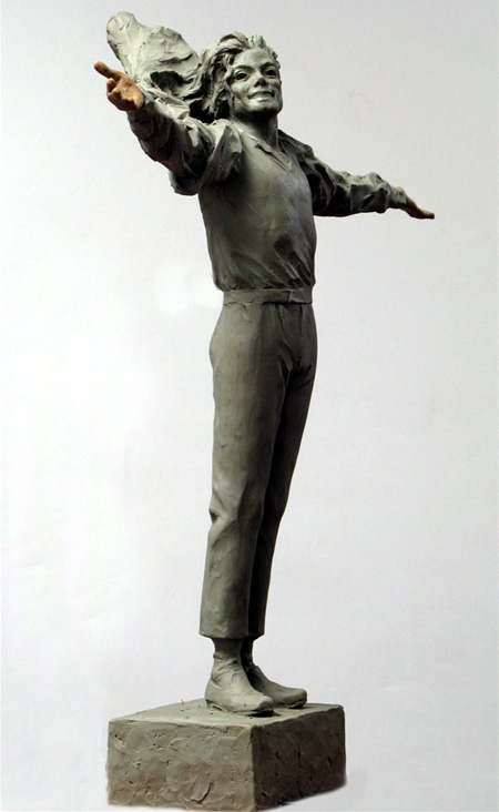 A draft of first bronze statue of Michael Jackson in China