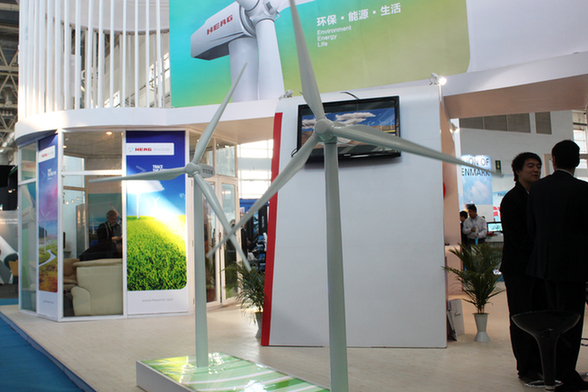 The China Wind Power 2010 exhibition unveiled Wednesday in Beijing’s China International Exhibition Center. More than 500 domestic and international companies and research organizations are participating in the event, the largest of its kind. China currently ranks second in the world for total installed capacity in wind power. [Zhang Fang/China.org.cn] 