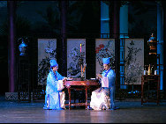 Korean Central News Agency (KCNA), the official news outlet of North Korea, released stage photos of Butterfly Lovers, a musical adapted from a well-known Chinese love story, on October 19, 2010. The Butterfly Lovers, telling the tragic love story of Liang Shanbo and Zhu Yingtai, who lived in the Eastern Jin Dynasty some 1,700 years ago, is often regarded as the Chinese equivalent of Romeo and Juliet.