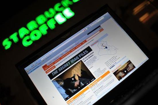 The Al-Jazeera television channel website displaying news coverage on secret US documents obtained by WikiLeaks, is seen on a computer screen at a cafe in Silver Spring, Maryland, on October 22, 2010. 