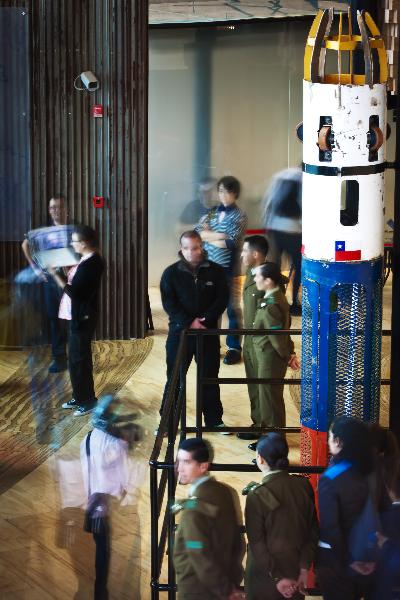 Mining rescue capsule exhibited at Chile Pavilion