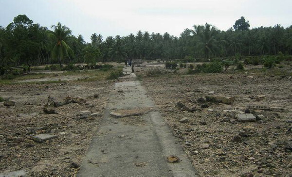 View of the remains of the tsunami-hit Muntei Baru Baru village, where hundreds of homes once stood, in the Cikakap subdistrict of Indonesia&apos;s Mentawai islands October 26, 2010. [China Daily/Agencies] 