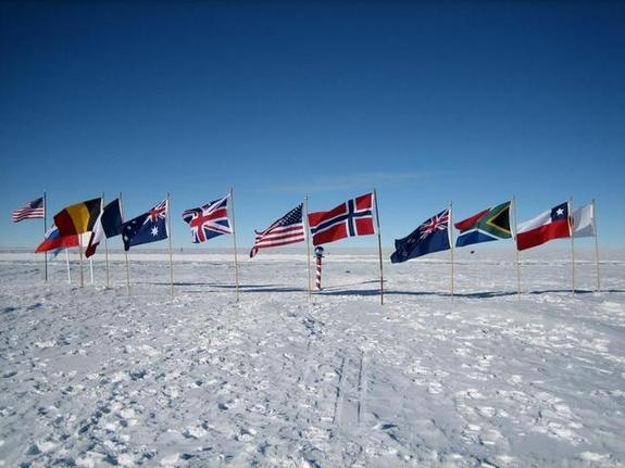 Flags at the Ceremonial South Pole