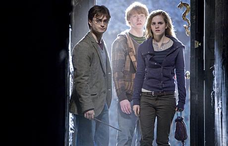 Daniel Radcliffe, Rupert Grint and Emma Watson are shown in a scene from 'Harry Potter and the Deathly Hallows'. [AP]