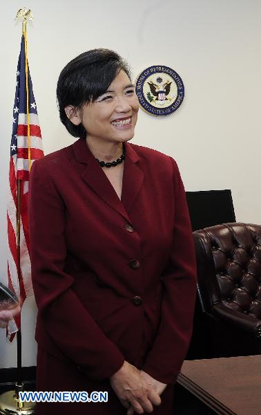 The first Chinese-American congresswoman is seen at the office of California&apos;s 32nd District in El Monte in Los Angeles, the United States, Nov. 3, 2010. [Qi Heng/Xinhua]