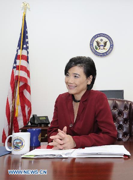 The first Chinese-American congresswoman is seen at the office of California&apos;s 32nd District in El Monte in Los Angeles, the United States, Nov. 3, 2010. [Qi Heng/Xinhua]