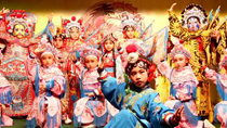 Children performers strike a pose on the stage of Peking Opera Fans Theater in Nanchang, capital of Jiangxi province.