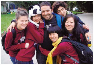 Pambassadors (from left) Ashley Robertson, Wang Yu-wen, David Algranti, Huang Xi, Ali Shakorian and Yumiko Kajiwara.[China Daily] 