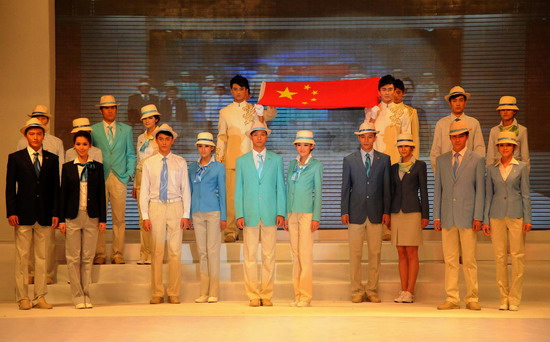 Models present the staff uniforms for the 2010 Asian Games in Guangzhou, South China&apos;s Guangdong province, on Sunday Nov 7, 2010. [Xinhua]