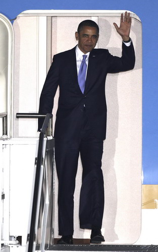 US President Obama arrives in Seoul, Nov 10 for the G20 Summit.