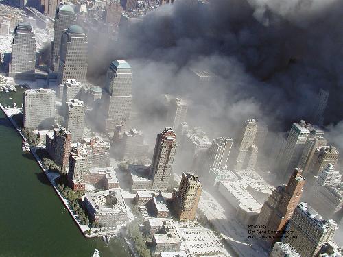 Smoke and dust engulf much of lower Manhattan and the area around the World Trade Center in New York, in this September 11, 2001 handout file photo taken by the New York City Police Department and obtained by ABC News, which claims to have obtained it under the Freedom of Information Act. [Xinhua]