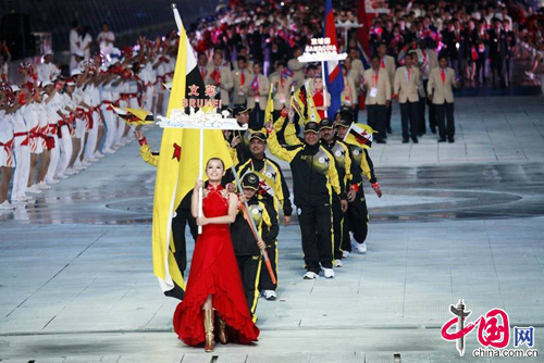  Athletes from Brunei march in at Asiad Opening Ceremony.