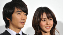 South Korea actor Song Seung Heon and Japanese actress Matsushima Nanako promote their film at a fans meeting on November 13, 2010 in Tokyo, Japan.