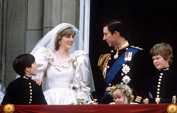 Prince Charles and Princess Diana stand on the balcony of Buckingham Palace in London, following their wedding at St. Pauls Cathedral, in this June 29, 1981 file photo.