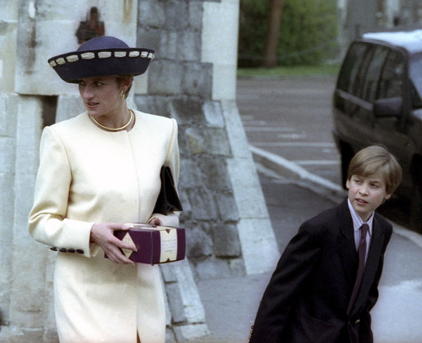 Diana, Princess of Wales and her eldest son Prince William are seen waiting for Prince Harry after attending the annual Easter Sunday church service at St.Georges Chapel inside Windsor Castle, west of London in this April 19, 1992 file photograph. Britain&apos;s [Xinhua/Reuters]