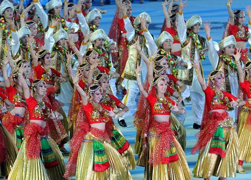 Art performance at the closing ceremony of the 16th Asian Games, held in Guangzhou on Saturday evening.