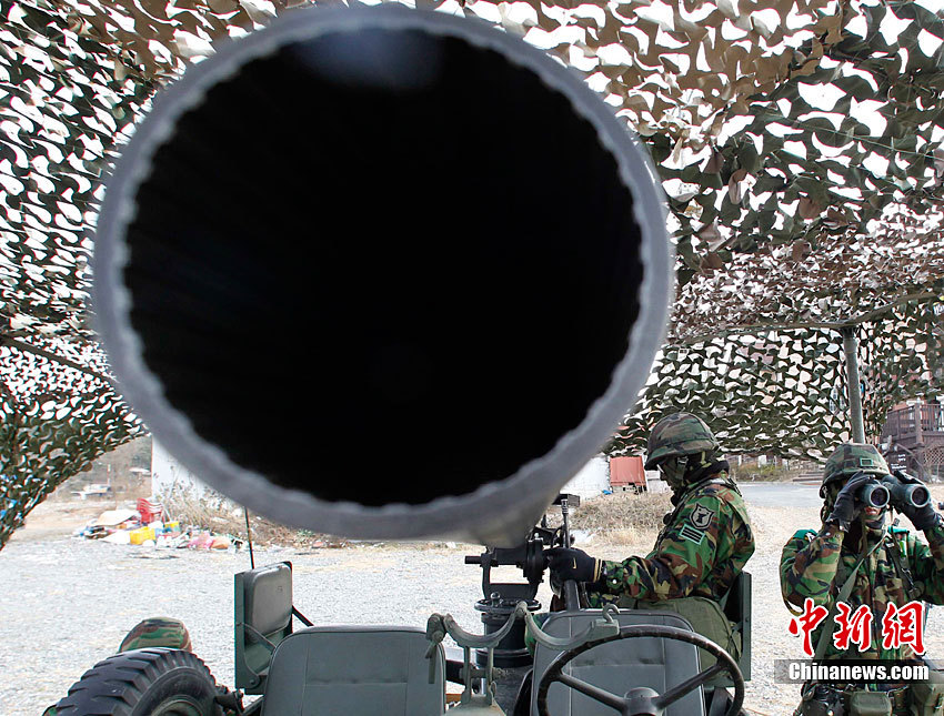 South Korean army soldiers take part in an exercise before a marines landing drill at Mallipo beach in Taean, about 170km (106 miles) southwest of Seoul, November 28, 2010. [Chinanews.com]