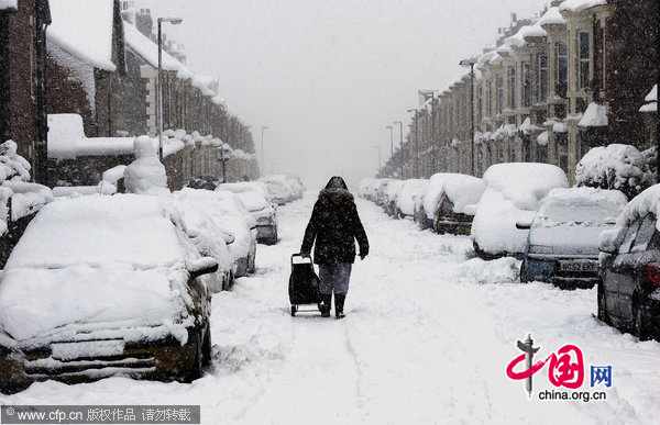 Roads around Newcastle were blocked by deep snow today following another night of heavy snowfalls. [CFP] 