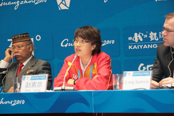 Zhao Sujing, Zhao Xuejing, chief of the Chinese delegation to the Asian Para Games[Xiang Bin/China.org.cn]