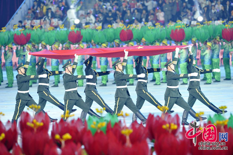 The opening ceremony of the 2010 Asian Para Games is held in Guangzhou, capital city of south China's Guangdong Province, on the evening of December 12. [Zhao Na/China.org.cn]