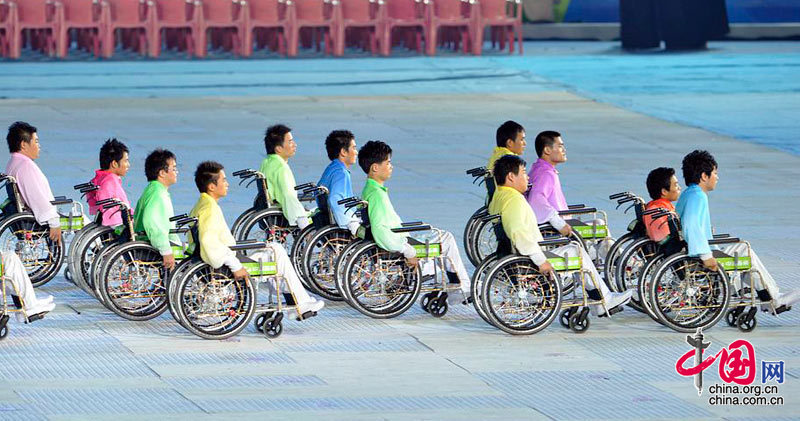 Athletes march in at Opening Ceremony of the Asian Para Games. [Zhao Na/China.org.cn]