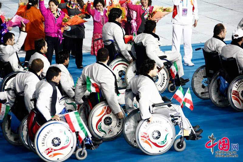 Athletes march in at Opening Ceremony of the Asian Para Games. [Zhao Na/China.org.cn]