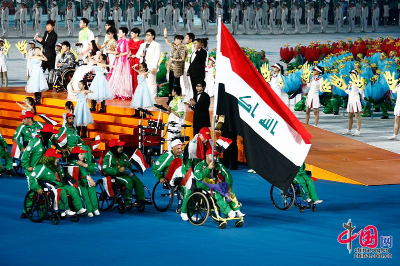 Athletes march in at Opening Ceremony of the Asian Para Games. [Zhao Na/China.org.cn]