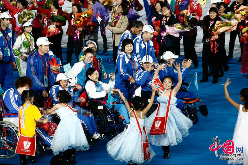 Athletes march in at Opening Ceremony of the Asian Para Games. [Zhao Na/China.org.cn]