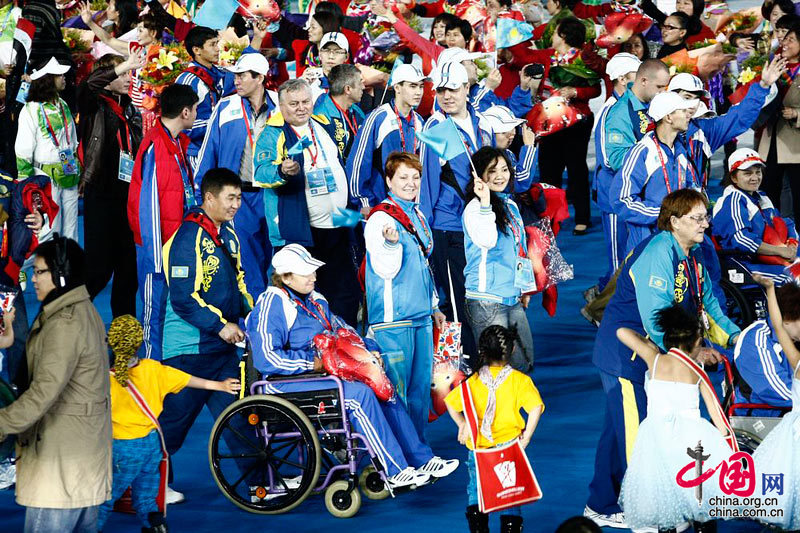 Athletes march in at Opening Ceremony of the Asian Para Games. [Zhao Na/China.org.cn]