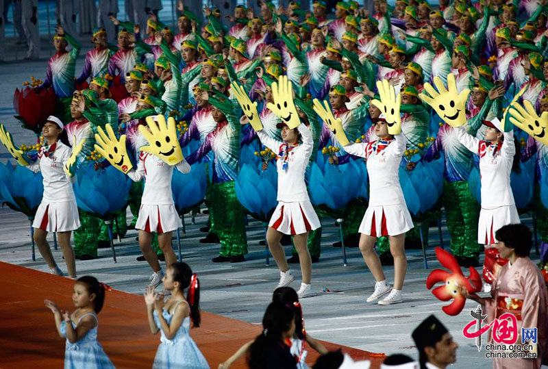 Athletes march in at Opening Ceremony of the Asian Para Games. [Zhao Na/China.org.cn]