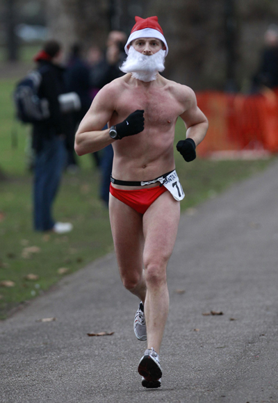 santa running hat