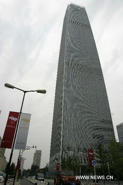 The 330-meter China World Tower, the current tallest building in Beijing is seen in Beijing, capital of China, Sept. 3, 2010. 