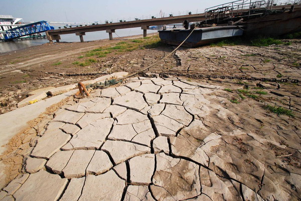 Soil cracks appear due to persistent drought since late October in Hukou county, East China&apos;s Jiangxi province, Dec 10, 2010. [Xinhua]