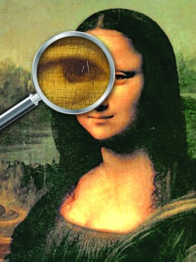 Under the microscope: Historians in Italy have discovered that by magnifying the eyes of the Mona Lisa painting tiny numbers and letters can be seen.