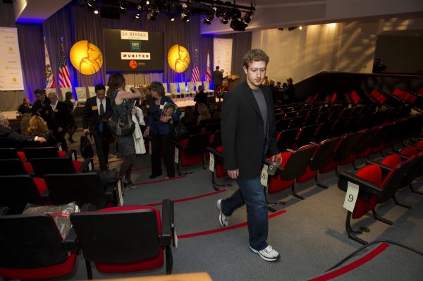 Facebook founder Mark Zuckerberg leaves a rehearsal for the California Hall of Fame induction ceremony in Sacramento California, December 14, 2010.