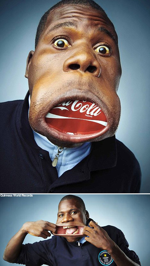 Francisco Domingo Joaquim has the world&apos;s biggest mouth. His mouth is so big that he can fit in an entire soda can.[huanqiu.com]