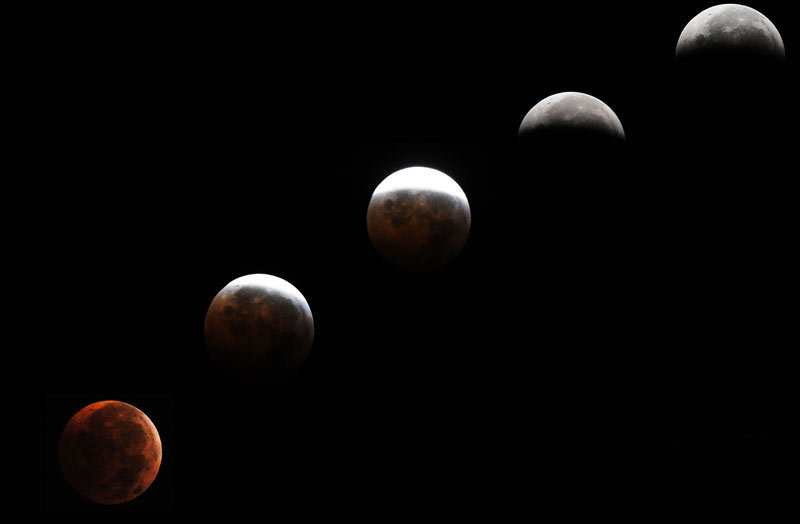 A partial lunar eclipse is seen in Conakry, Guinea, Dec. 21, 2010. During the eclipse, the Earth lined up directly between the Sun and the Moon, casting Earth&apos;s shadow over the Moon. [Xinhua]