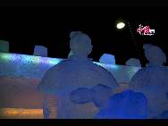 Replicas of Chinese and Western buildings made by Chinese sculptors are on show at the ice sculpture park ICIUM, Wonderworld of Ice, which opened in Levi, one of in Finland's largest ski resorts, on December 18, 2010. [Photo by Radio 86]