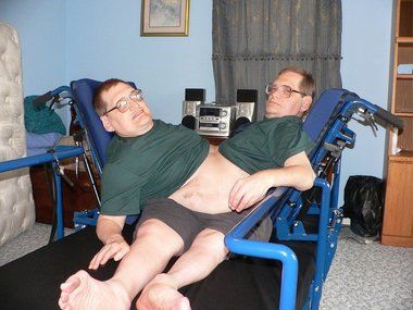 Conjoined twins Ronnie and Donnie Galyon, 59, of Ohio, finally have something they have sought for years: a comfortable bed.