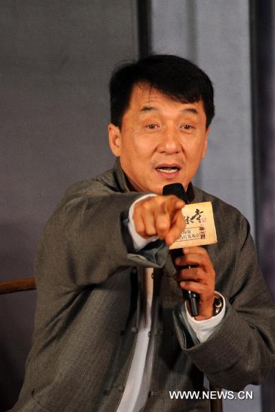 Jackie Chan, one of the main actors speaks at promotion campaign for the movie Shaolin in Beijing, capital of China, Dec. 28, 2010. The movie Shaolin, named after a famous Buddhist monastery in central China's Henan Province, will make its national debut on Jan. 19, 2011. 