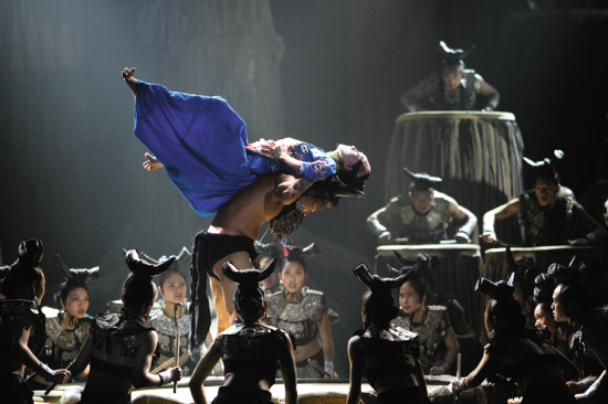 Actors on stage in Sounds from Yunnan.